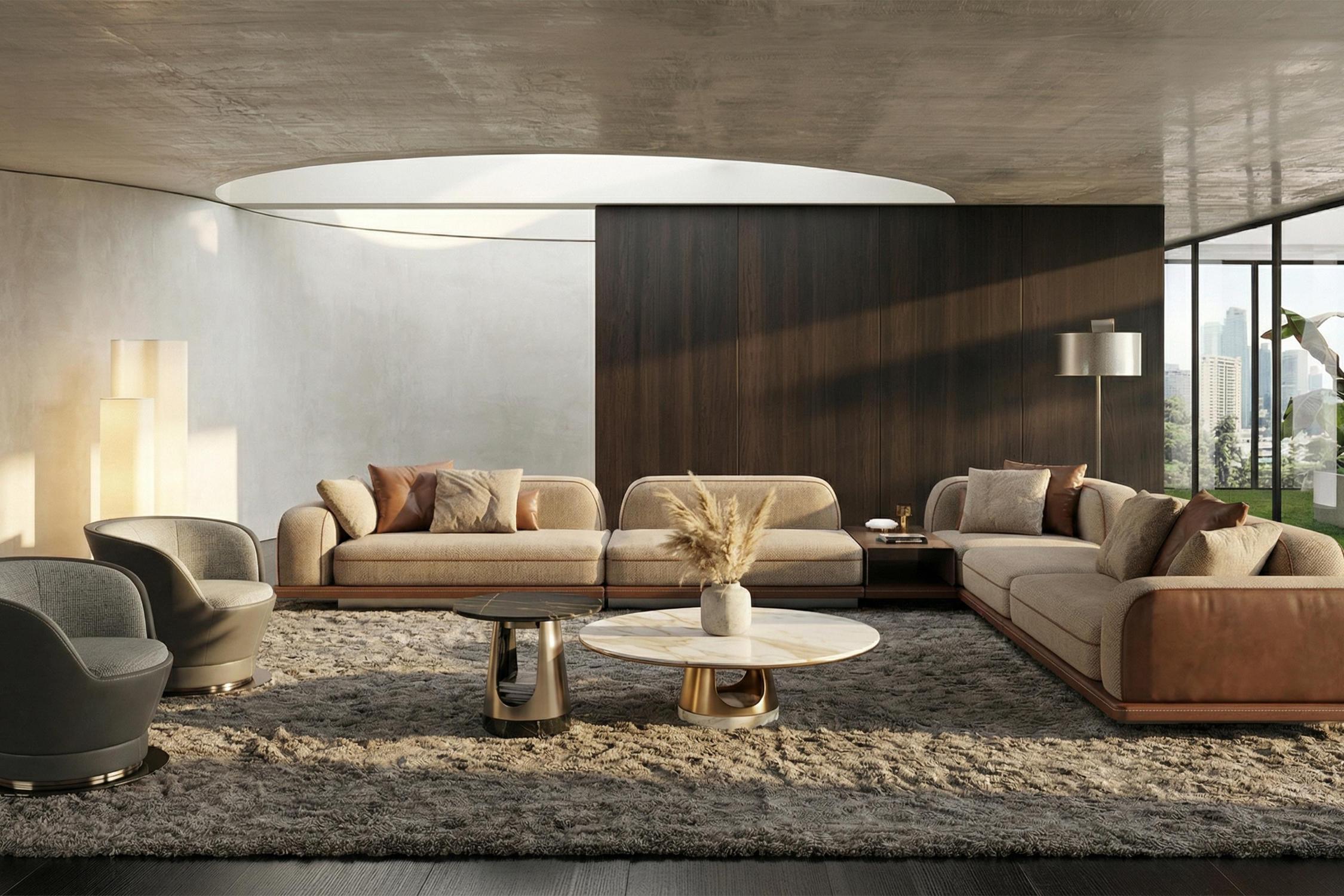 Mesa de Centro Redonda Aura com Base em Arco