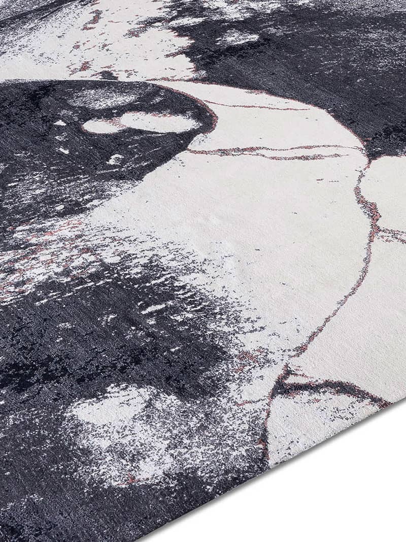 Tapete Preto e Branco Feito à Mão | Tamanho: 140 × 210 cm