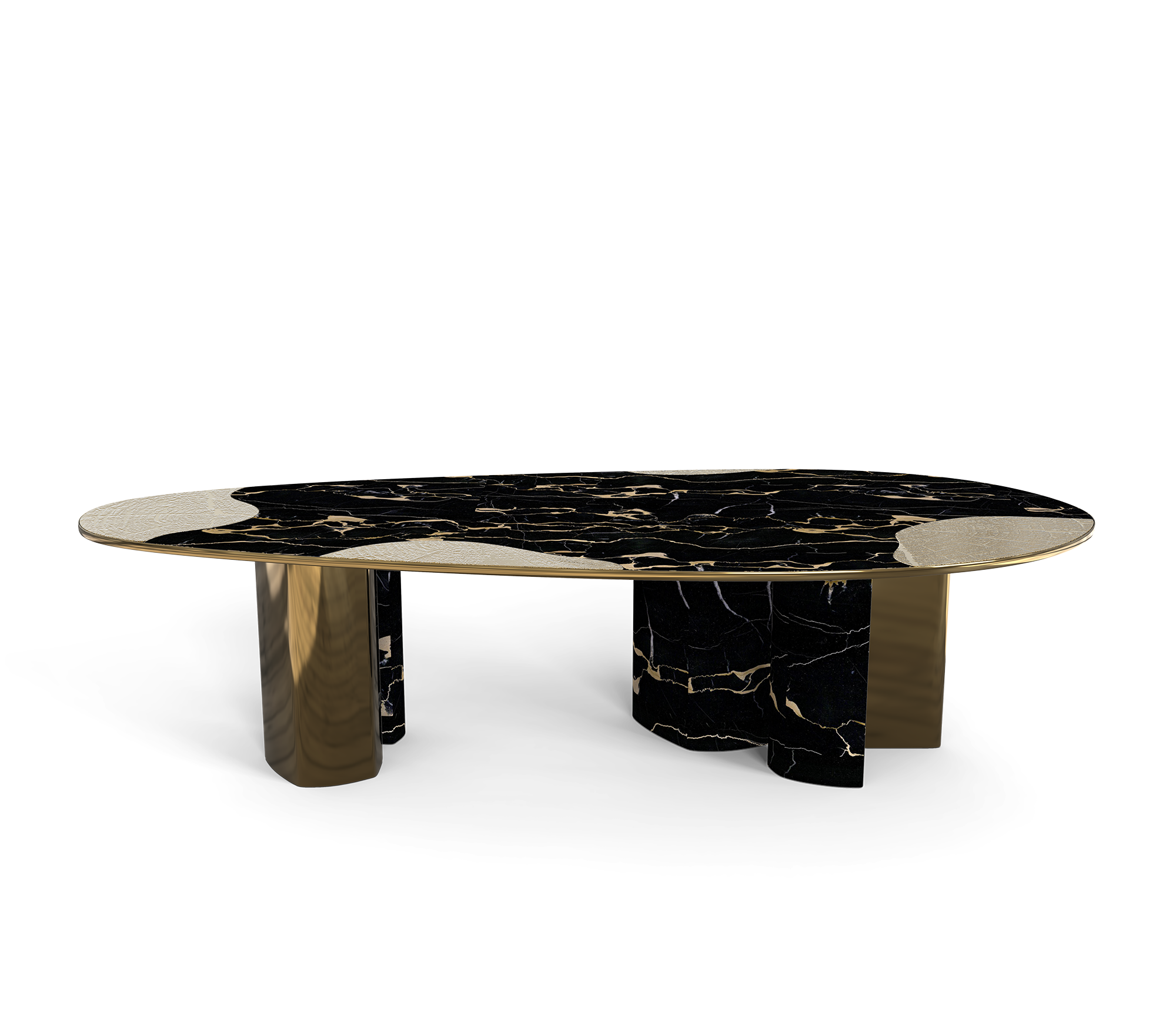 Mesa de Jantar Athena Mármore Portoro e Pátina