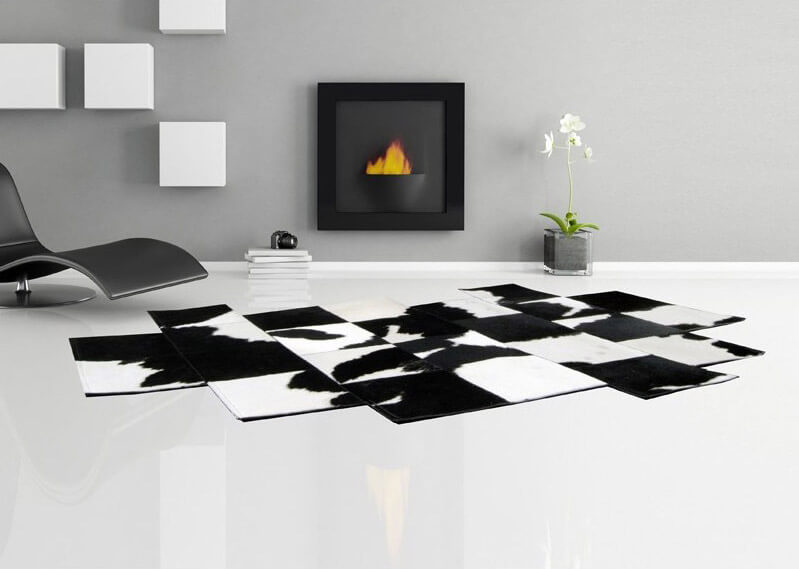 Tapete Pele de Vaca Pixel Preto e Branco | Tamanho: 115 × 163 cm