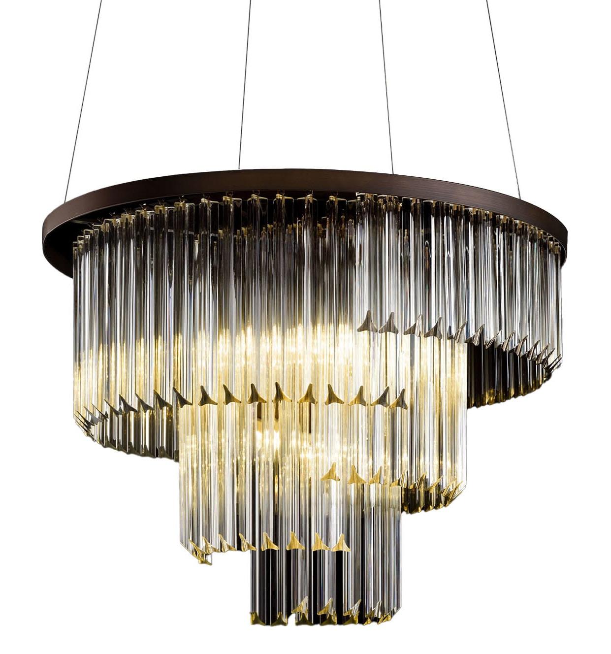 Lustre Redondo Moderno em Vidro Triedro