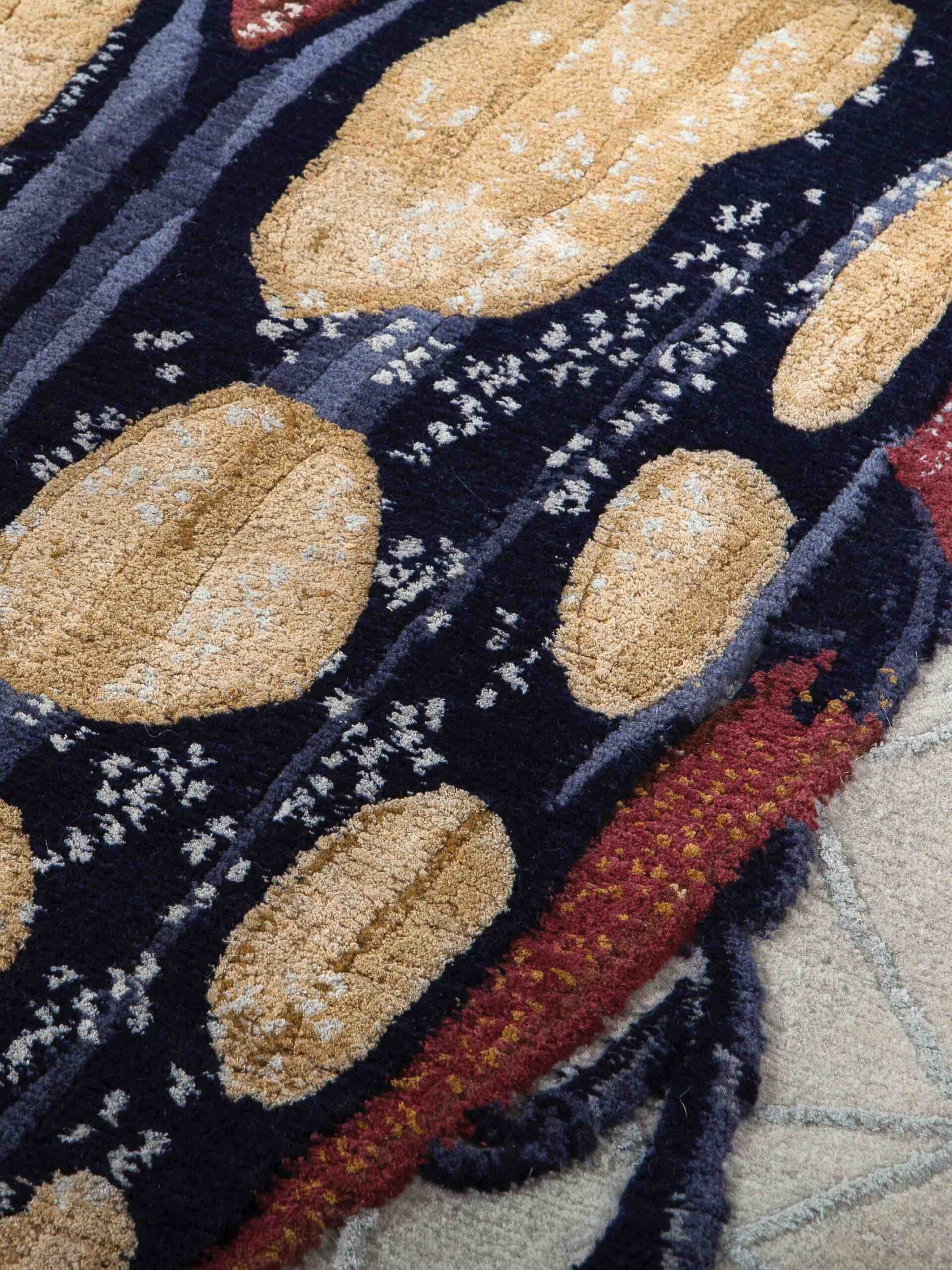 Tapete Amaurodes Redondo Luxury Designer Tecido à Mão