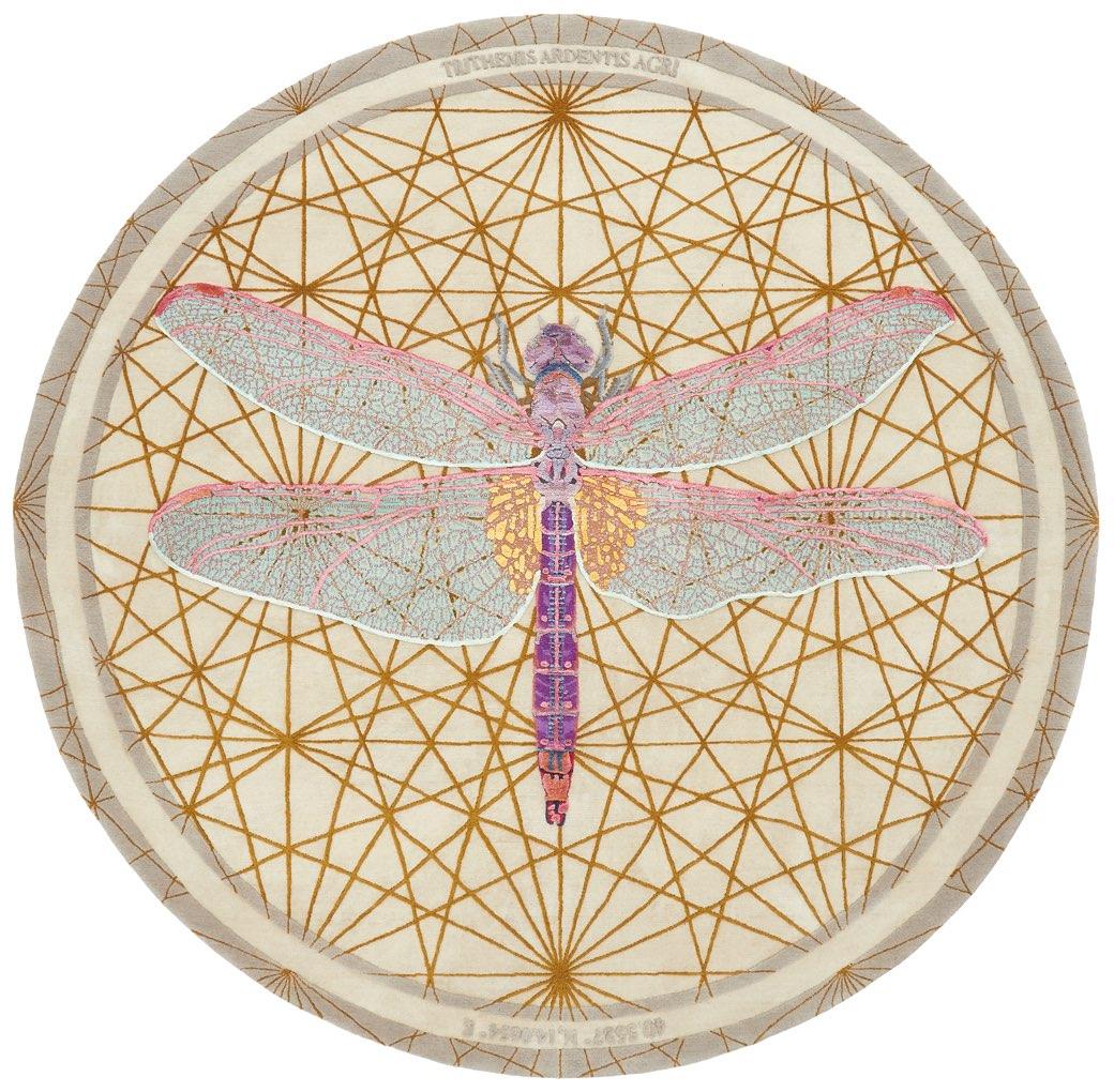 Tapete Trithemis Ardentis Agri Redondo Designer Tecido à Mão