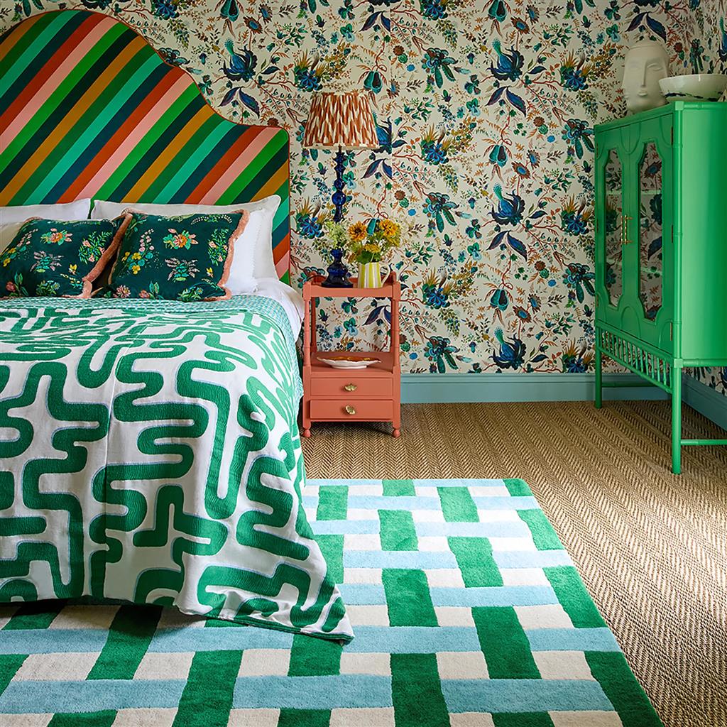 Tapete Basket Weave Esmeralda/Água-marinha | Tamanho: 170 × 240 cm