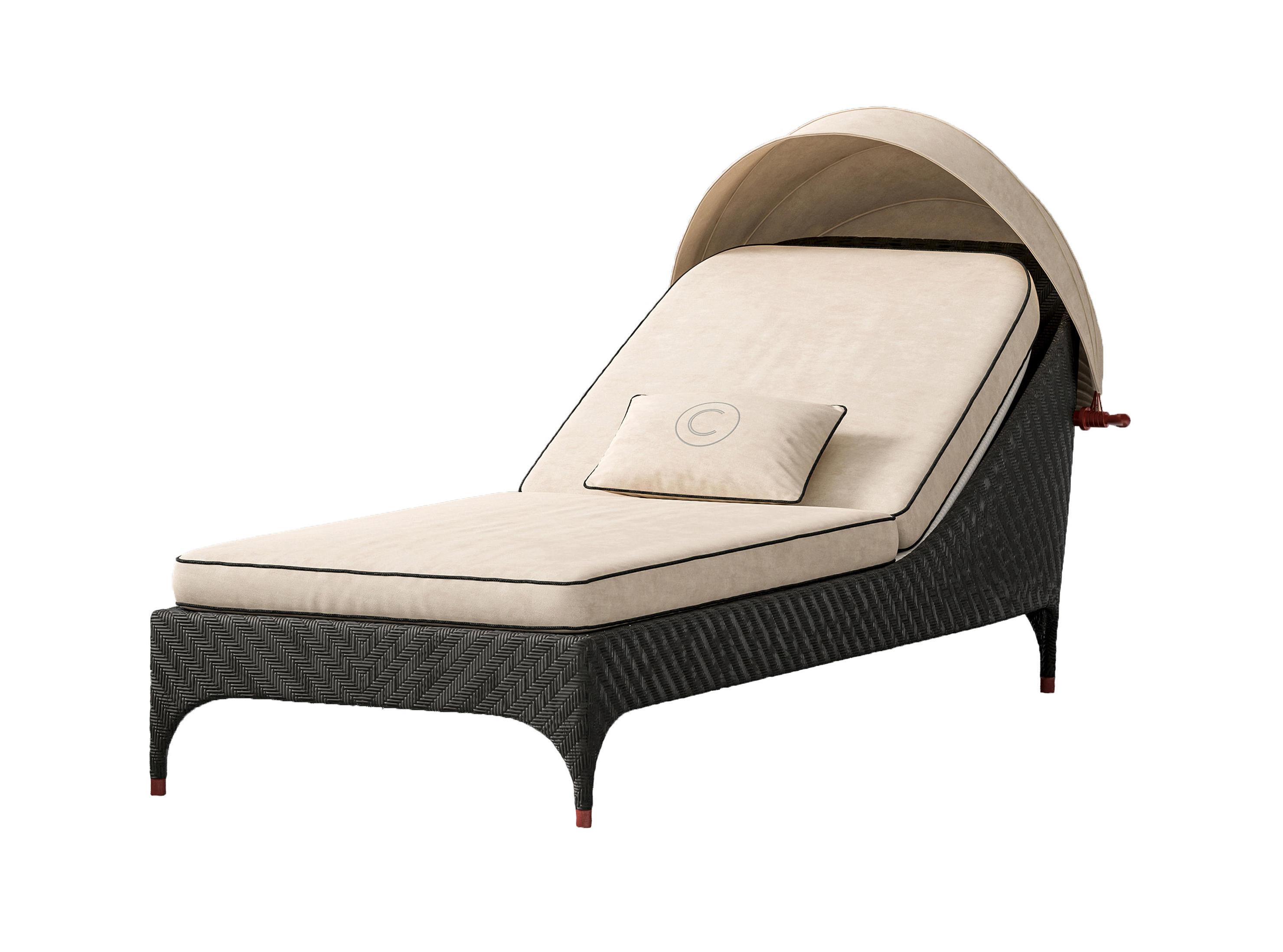 Chaise longue italiana de exterior com sombra
