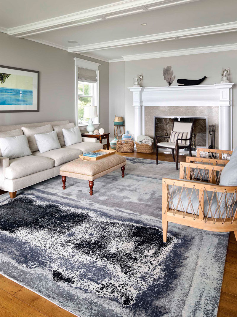 Tapete Prateado / Cinzento Abstracto Feito à Mão Luxury