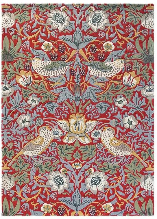 Tapete Strawberry Thief Carmesim | Tamanho: 200 × 280 cm