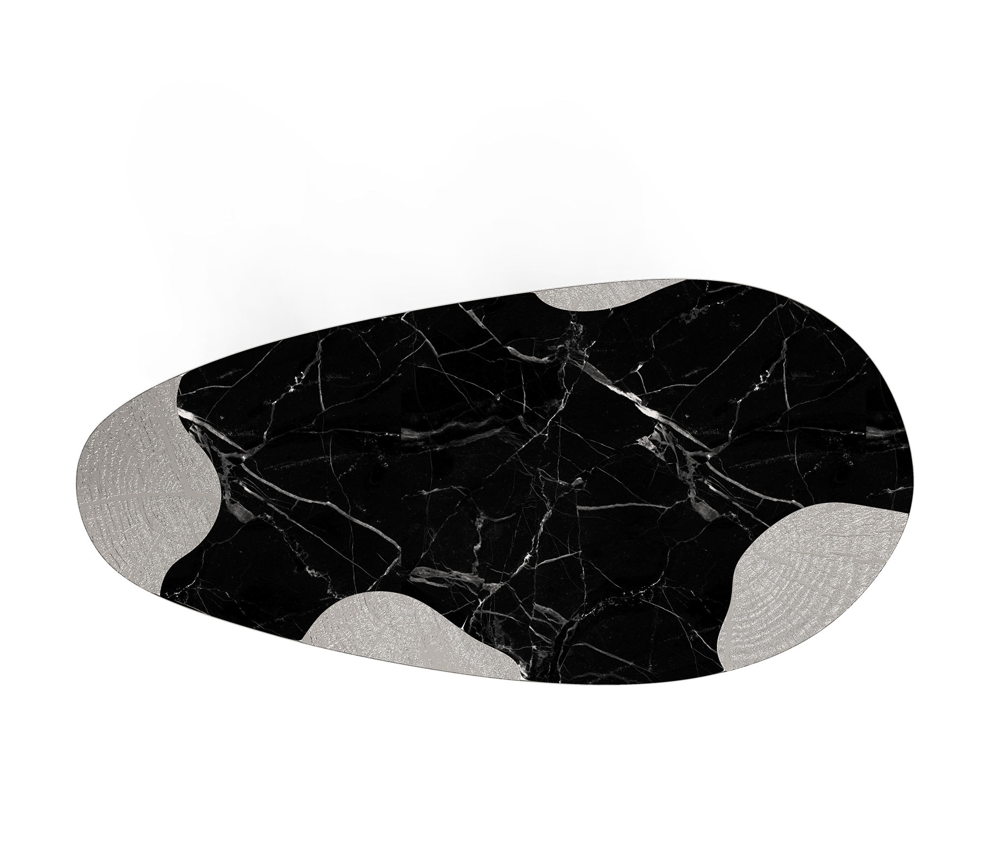 Mesa de Jantar Athena Mármore Nero e Prata