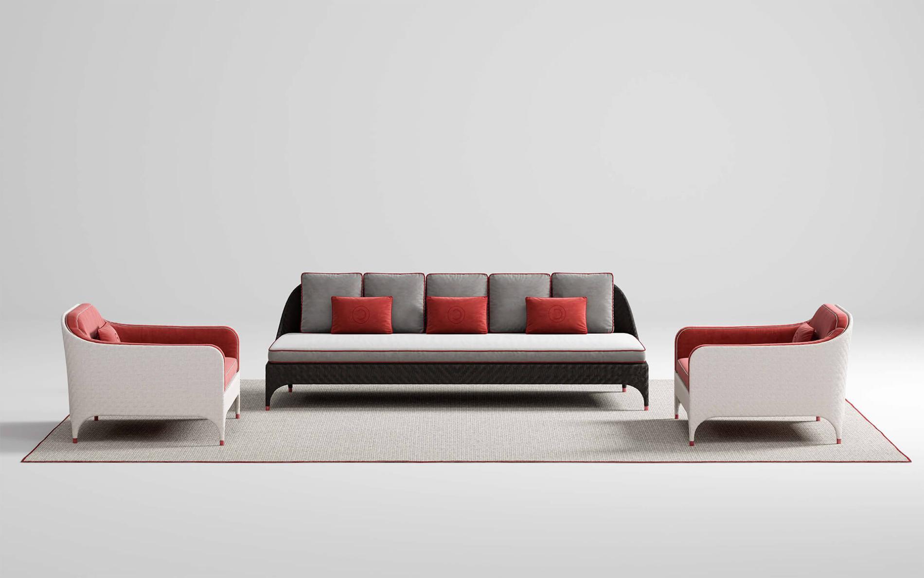 Sofá de exterior três lugares