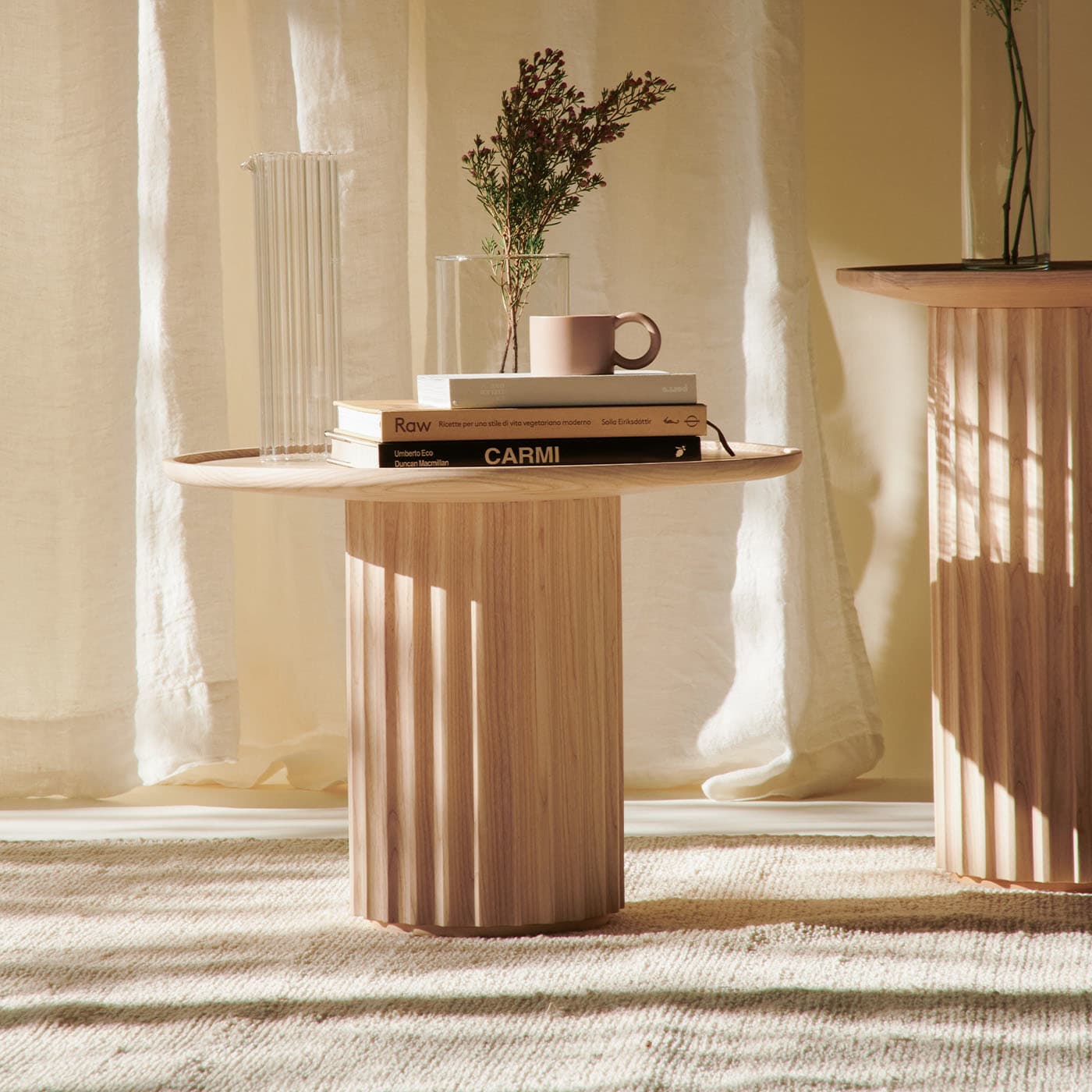 Mesa de Centro Freixo Natural Capitello | Dimensões: Ø 40 cm