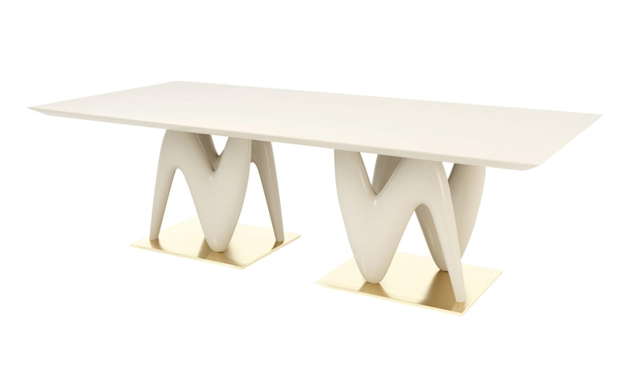Mesa de Jantar Italiana Contemporânea Noyack | Acabamento: Lacado brilhante