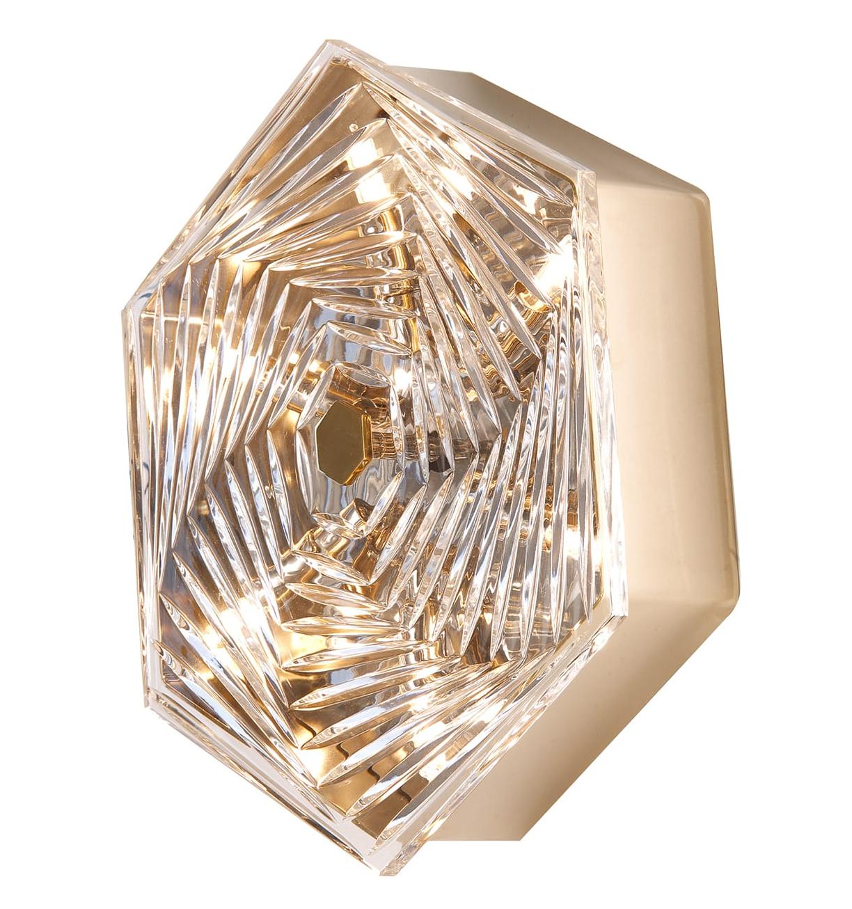 Aplique de Parede Hexagonal em Cristal Ouro Suave