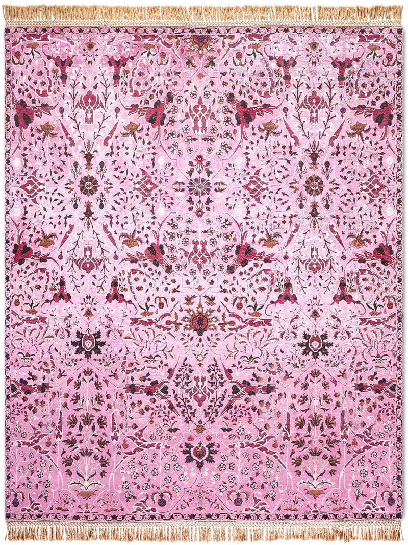 Tapete Luxuoso Teheran Pink Feito à Mão | Tamanho: 170 × 240 cm