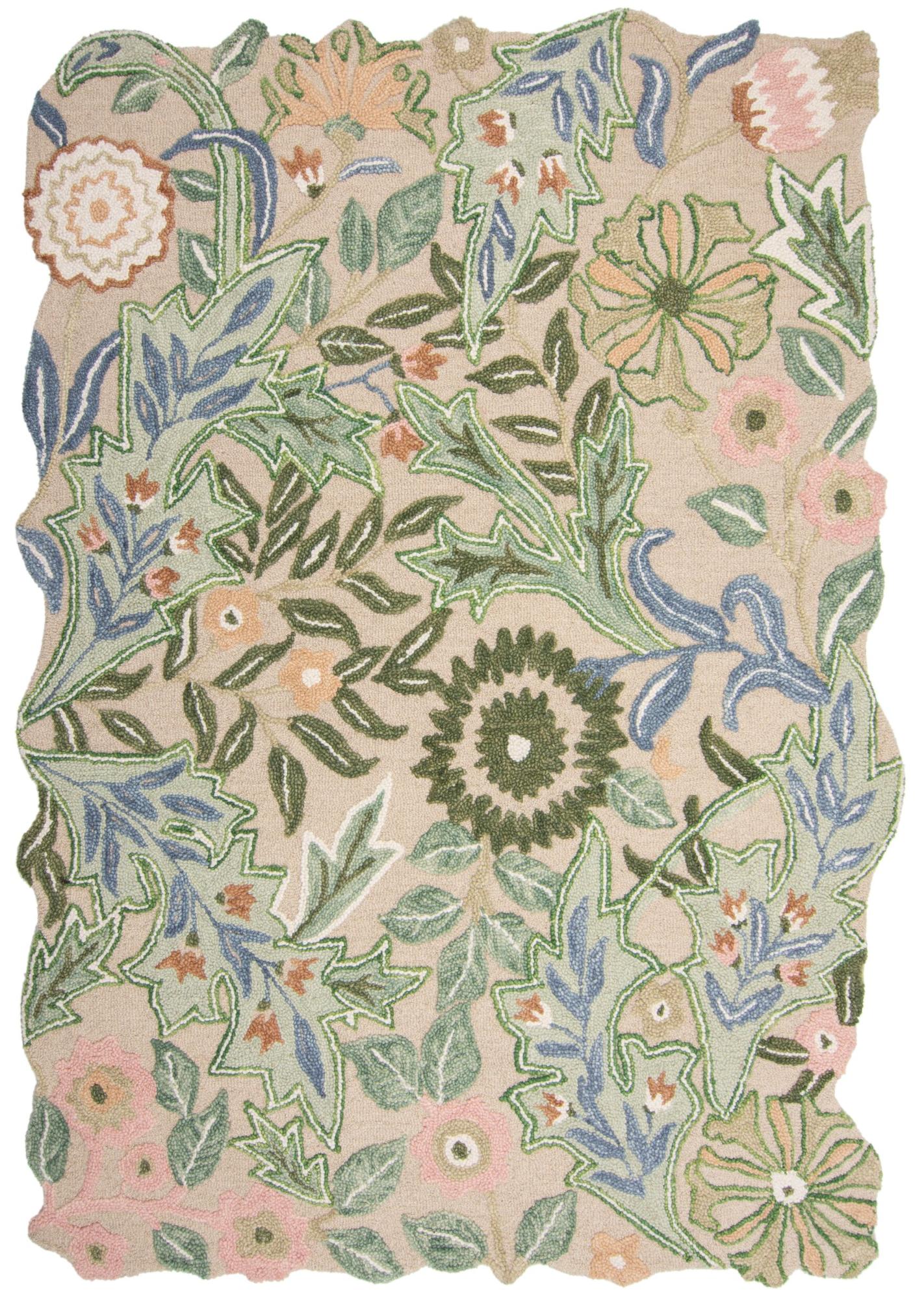 Tapete Floral de Forma Orgânica Verde