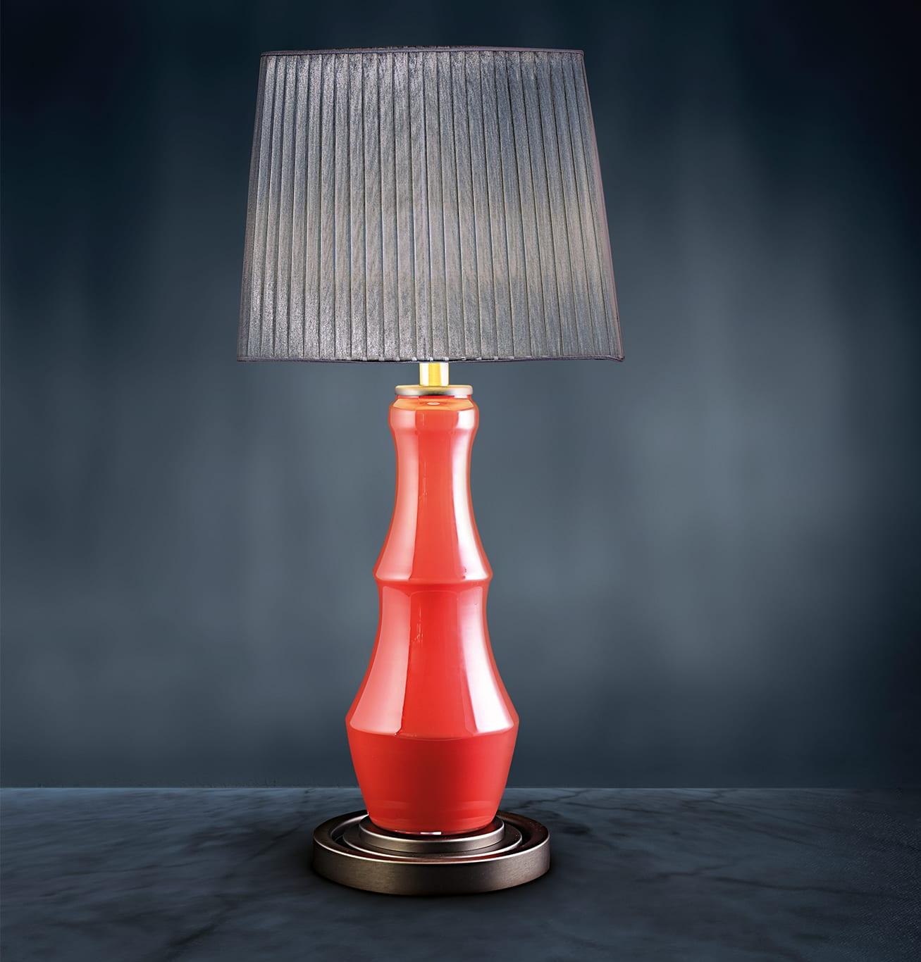 Candeeiro de Mesa em Vidro Soprado Vermelho Coral