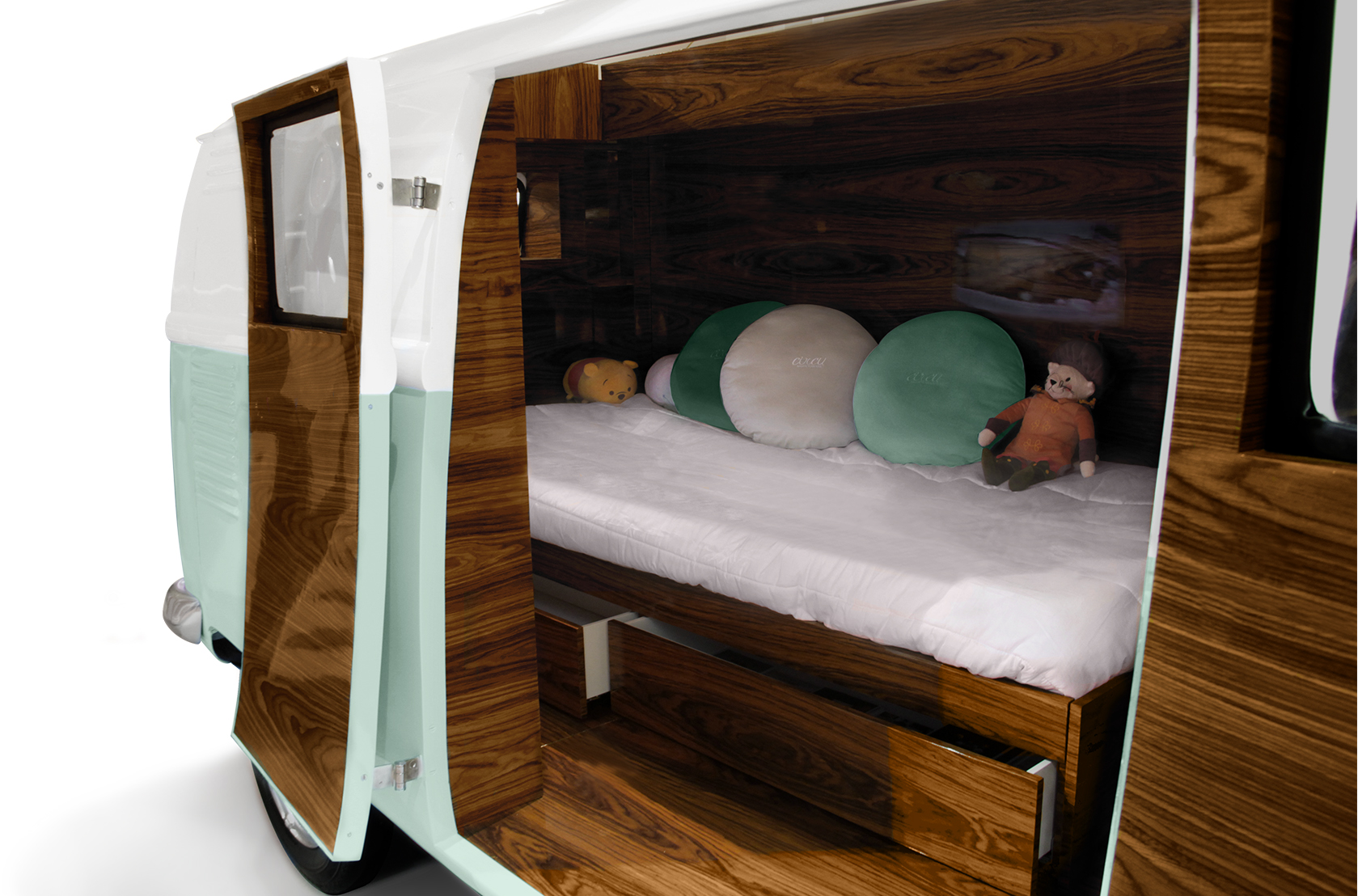 Conjunto de quarto caravana do viajante verde