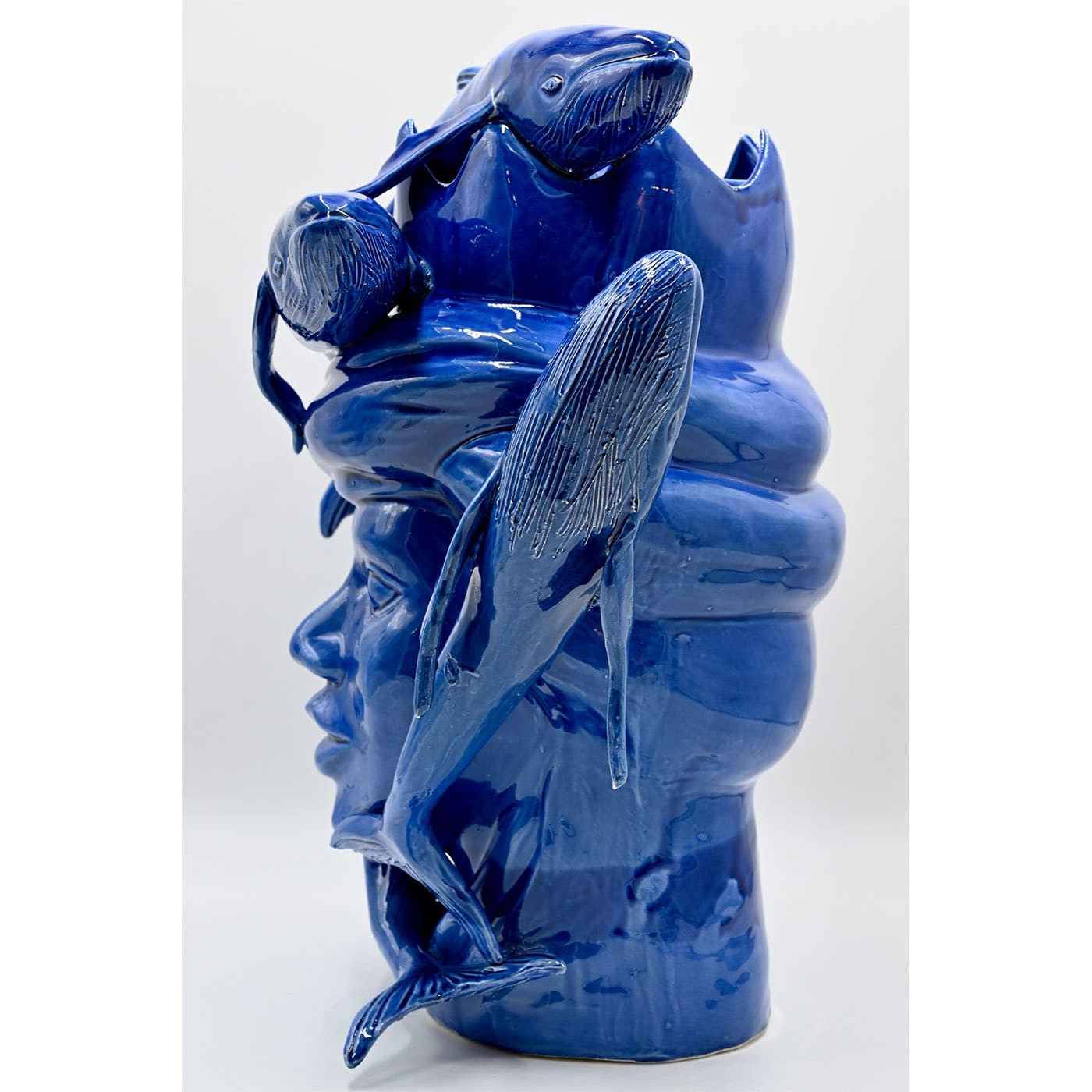 Escultura Moor's Head azul brilhante