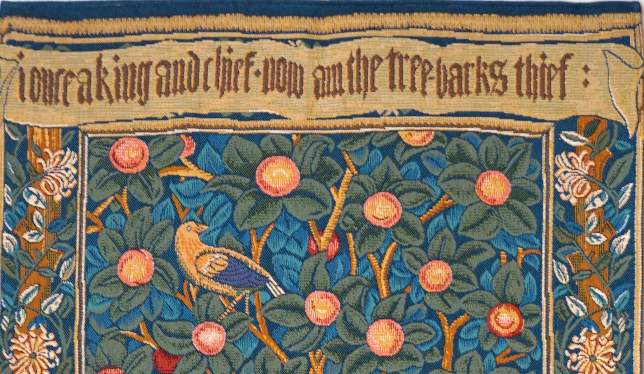 Tapeçaria pica-pau, com pergaminho, William Morris | Tamanho: 50 × 100 cm