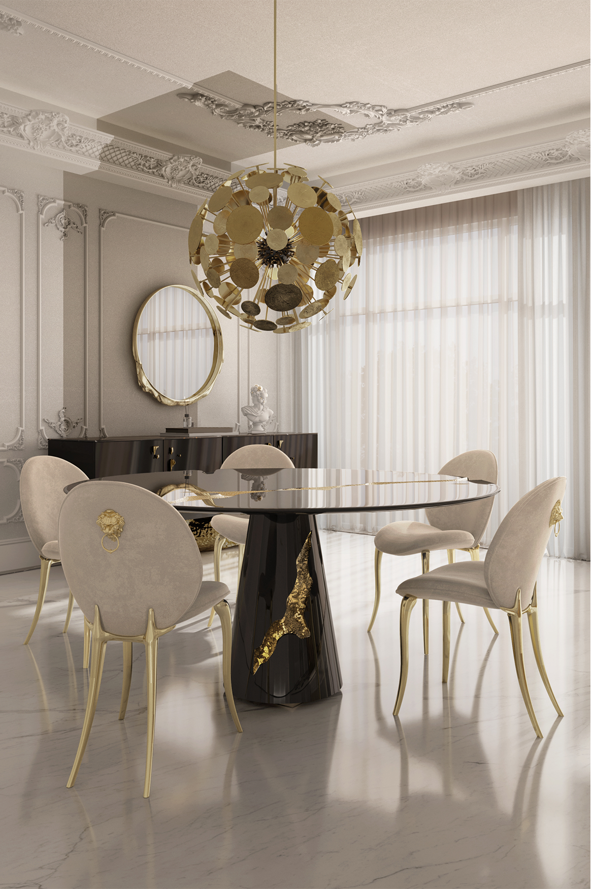 Mesa de Jantar Preta Fissure