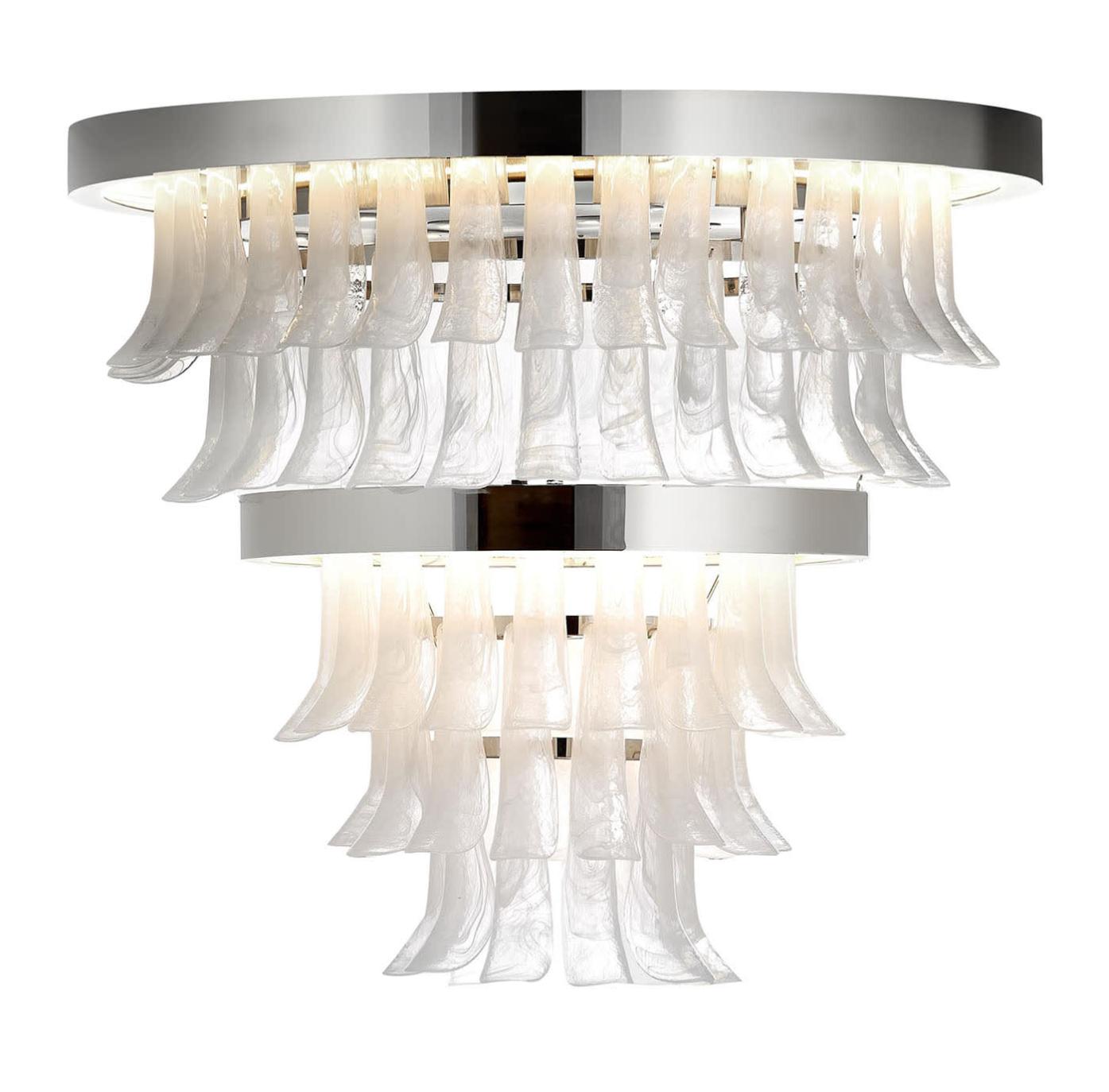 Lustre em Níquel Polido e Vidro de Murano
