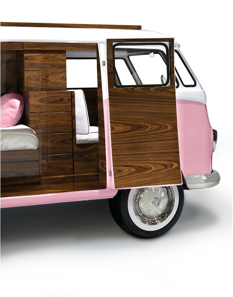 Conjunto de quarto caravana do viajante rosa