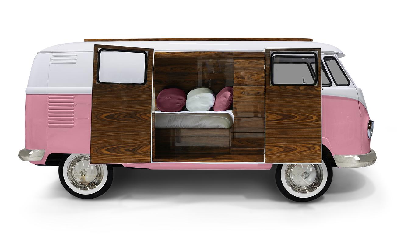 Conjunto de quarto caravana do viajante rosa