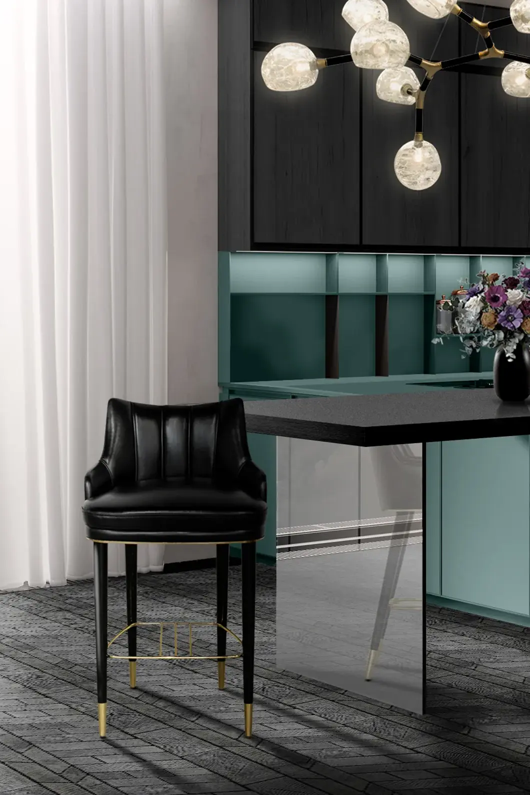 Banco balcão veludo