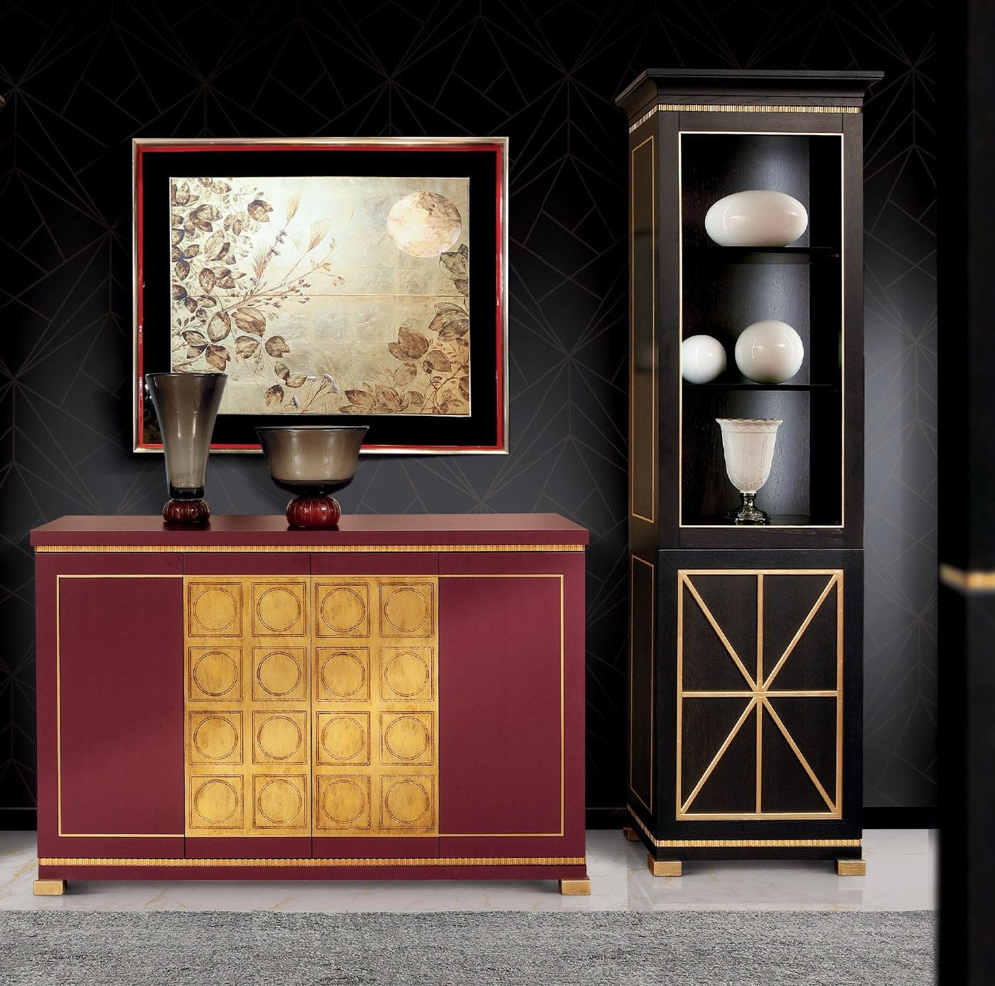 Vitrine Alta em Madeira Lacada a Preto