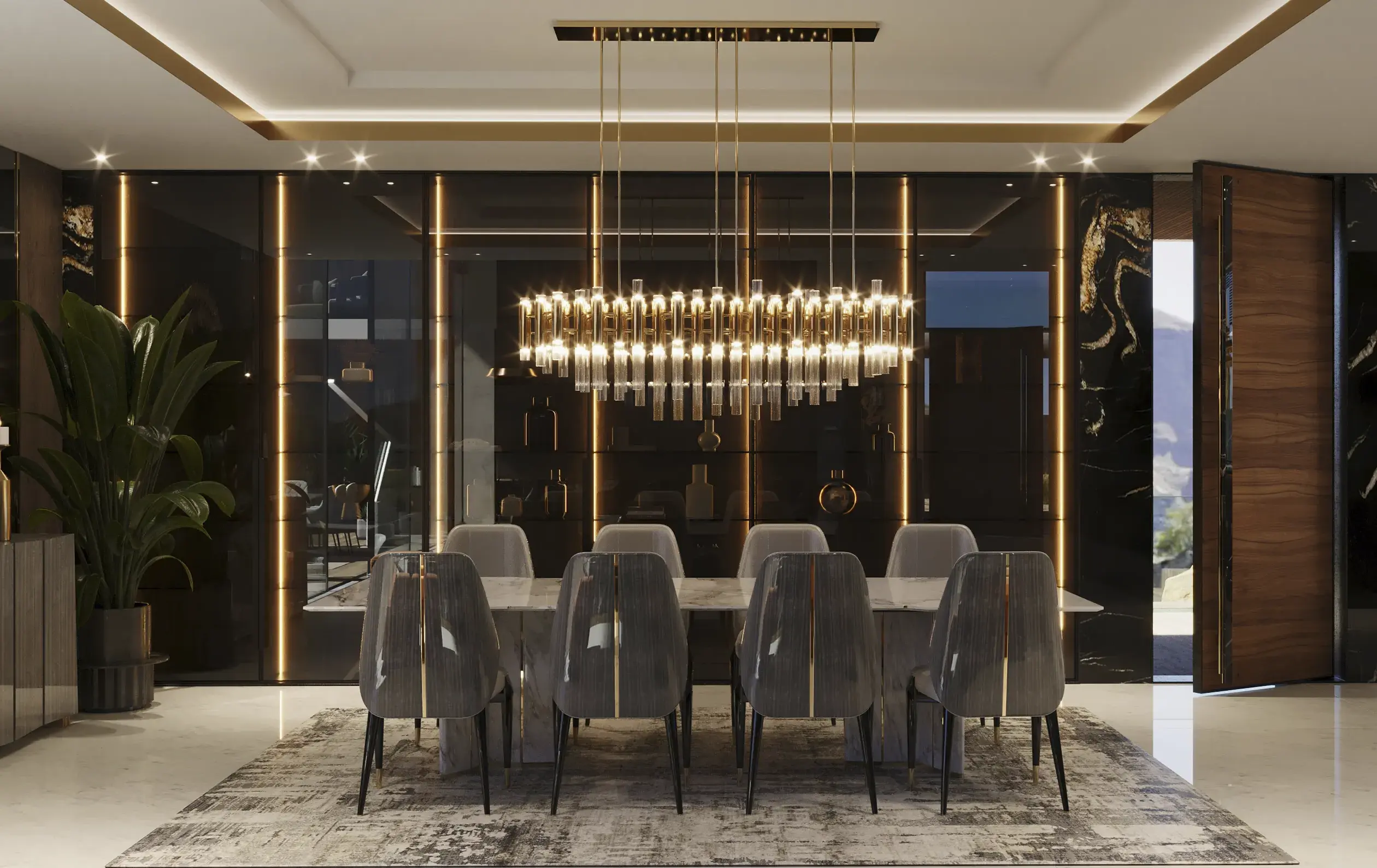 Candeeiro suspenso retangular cascata - 4