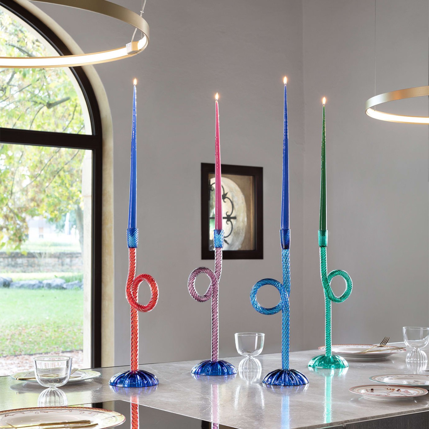 Castiçal Venetian Knot em Vidro Veneziano
