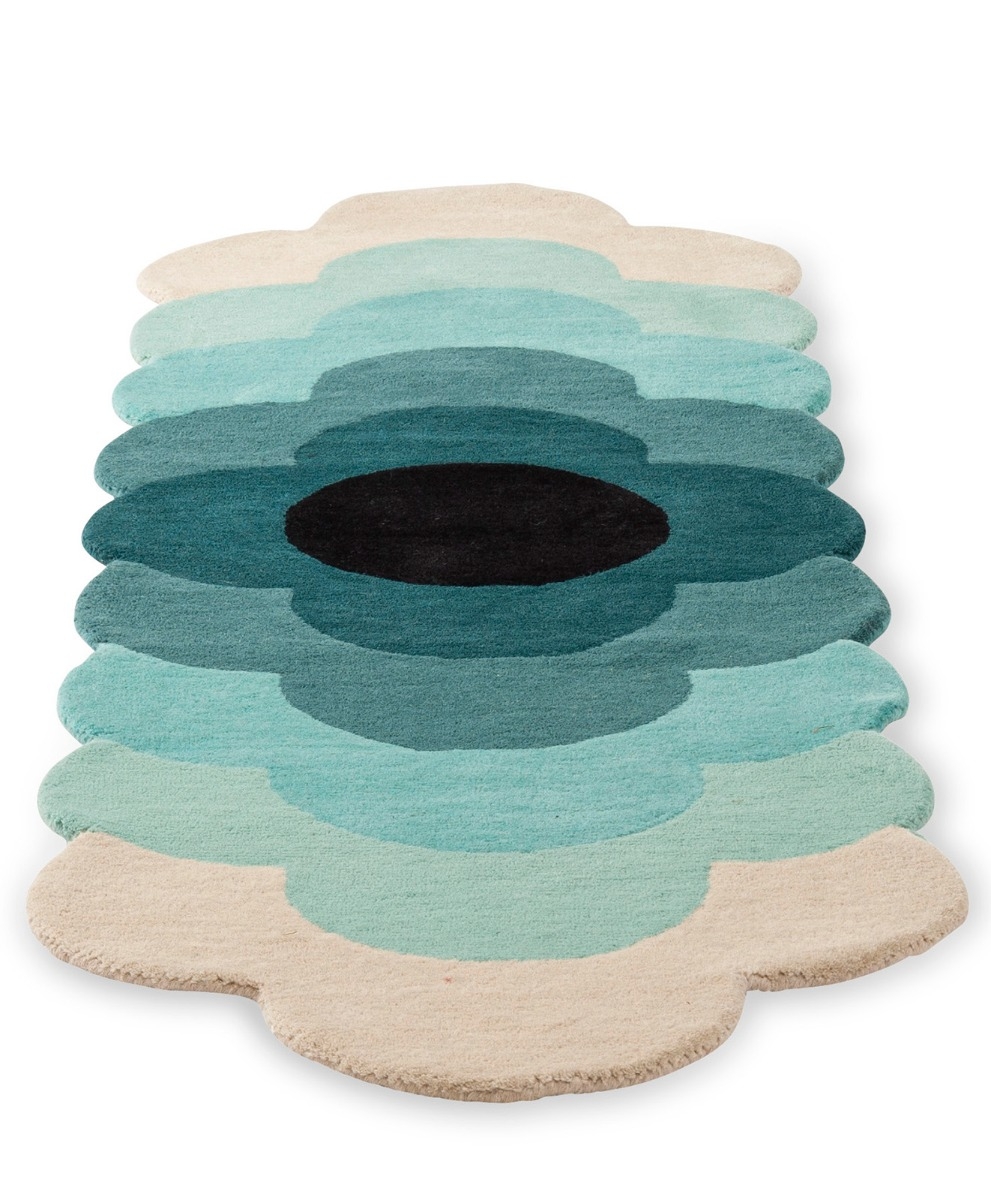 Tapete Optical Flower Azul-petróleo | Tamanho: 87 × 300 cm