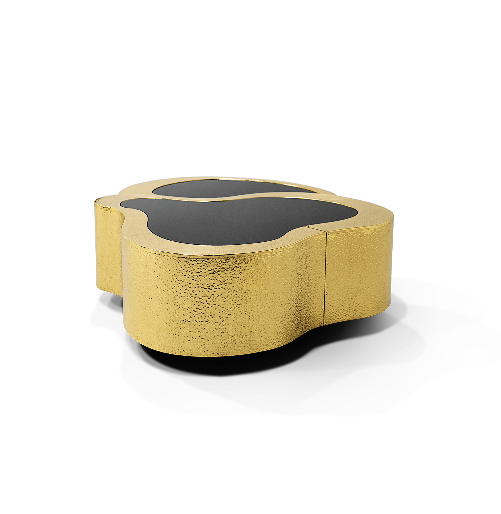 Conjunto de Mesas de Centro Crest Latão Martelado