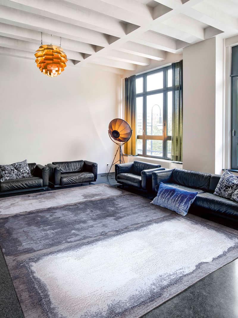 Tapete Prateado / Antracite Feito à Mão Luxury