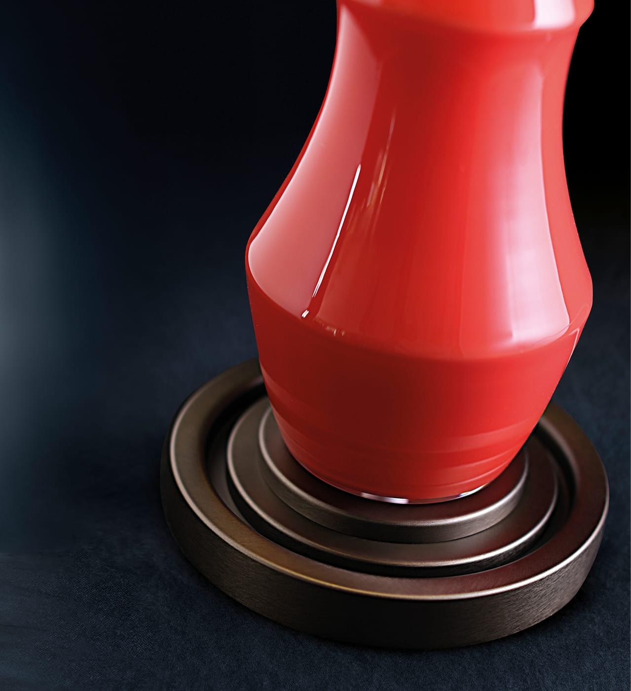 Candeeiro de Mesa em Vidro Soprado Vermelho Coral