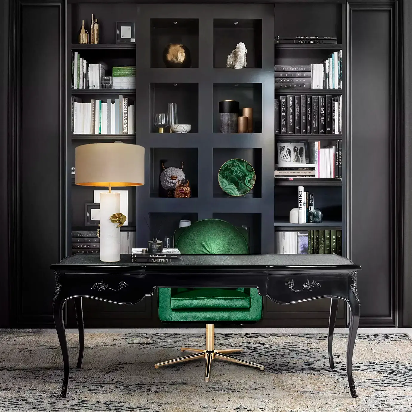 Secretária Ormolu com Tampo Pluma Pavão Exótica