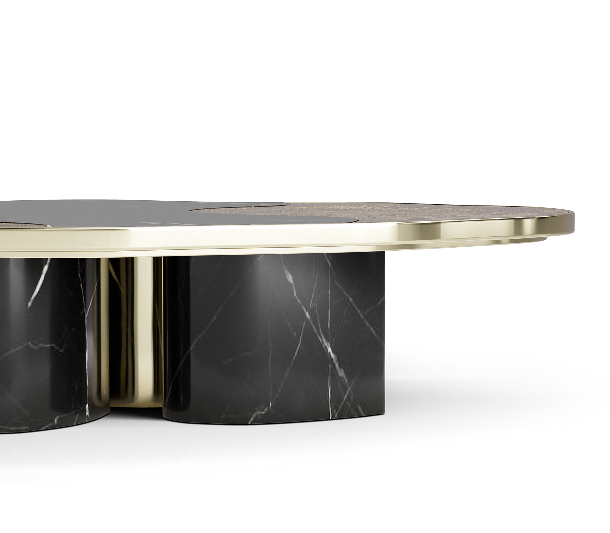 Conjunto de Mesas Athena Mármore Nero e Ouro