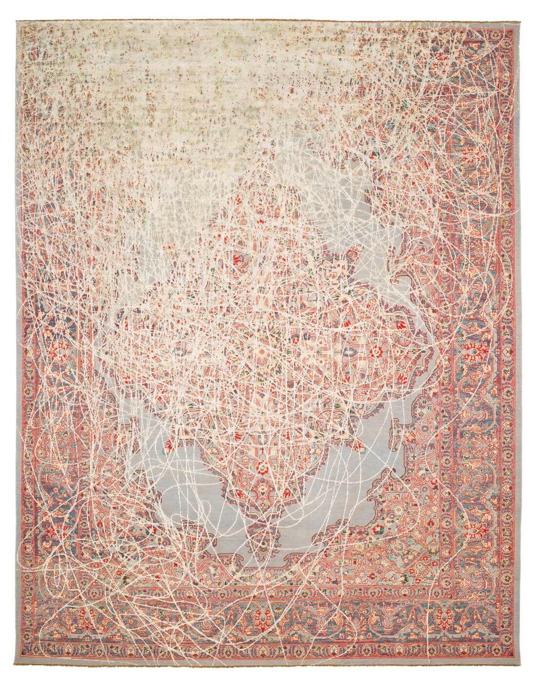 Tapete Tabriz Fashion Tohuwabohu Cinzento-Prateado Cinzento-Prateado Seda | Tamanho: 200 × 300 cm