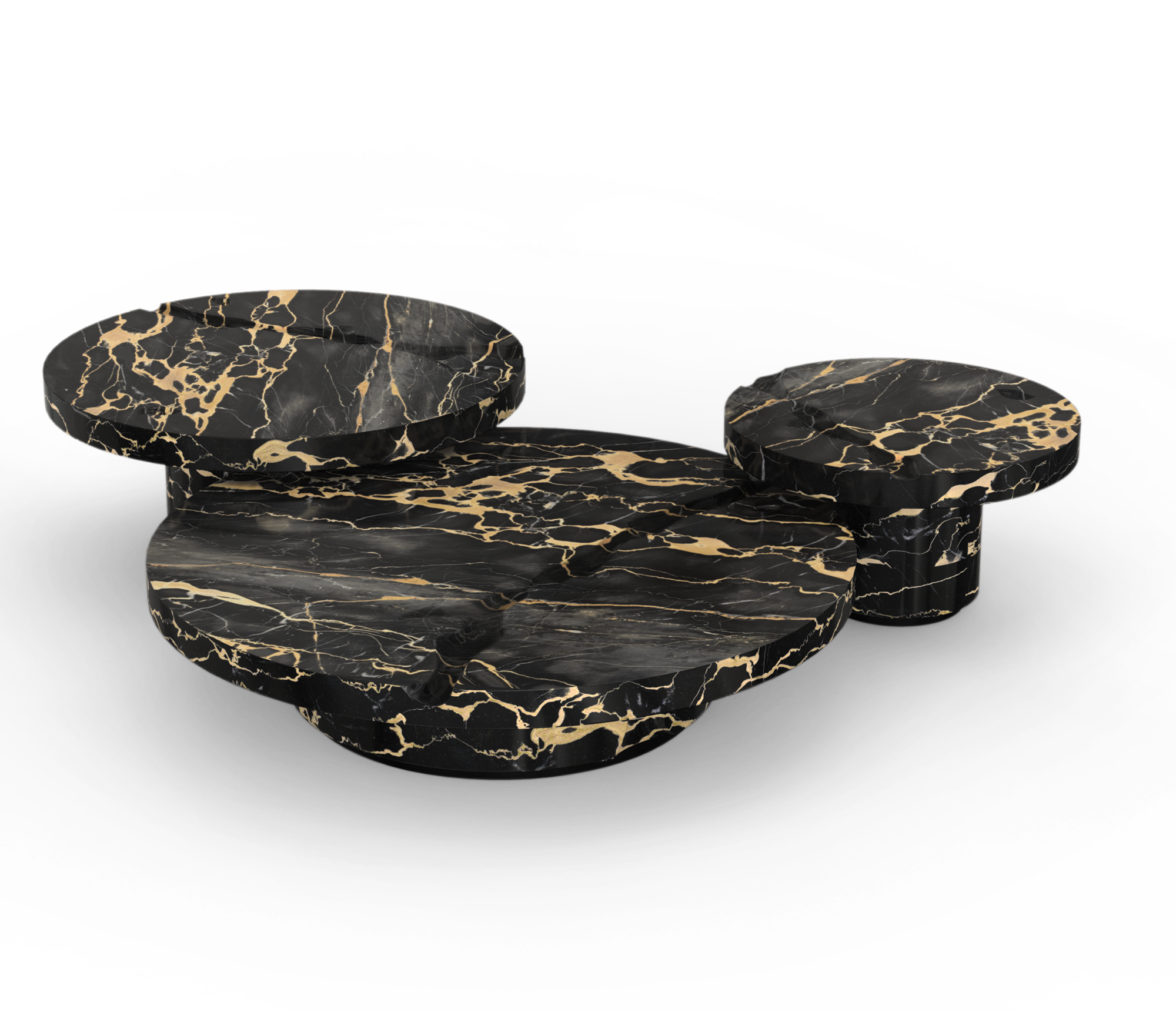 Conjunto 3 Peças Mesa de Centro Dominion Mármore Portoro