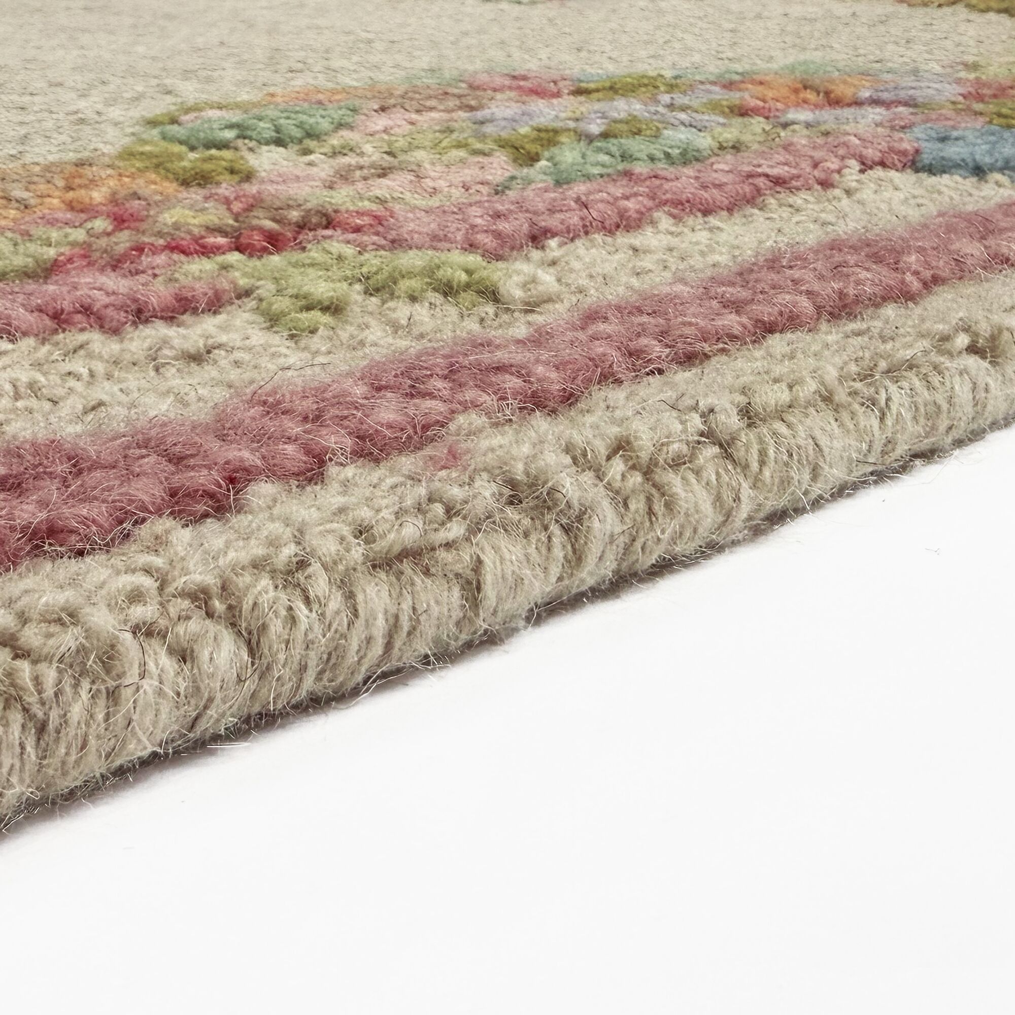 Tapete Floral de Lã Multicolor