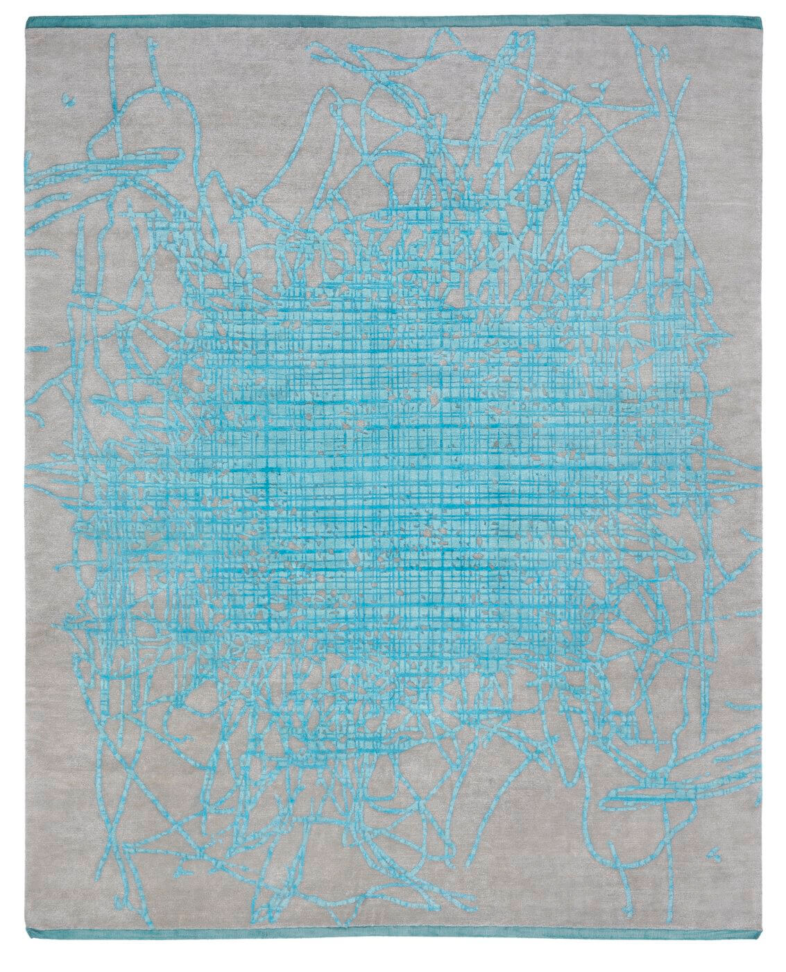 Tapete Grid Muted 2 Aqua | Tamanho: 300 × 400 cm
