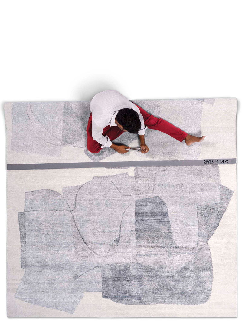 Tapete Snow Prateado Luxury Feito à Mão