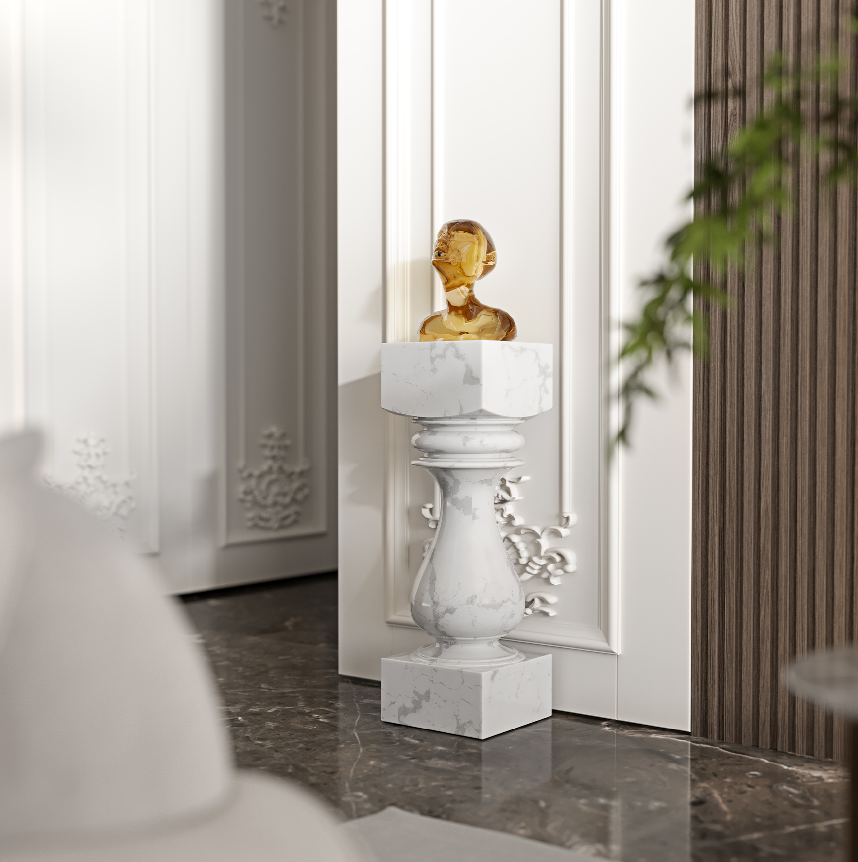 Mesa de Pedestal Obsidian