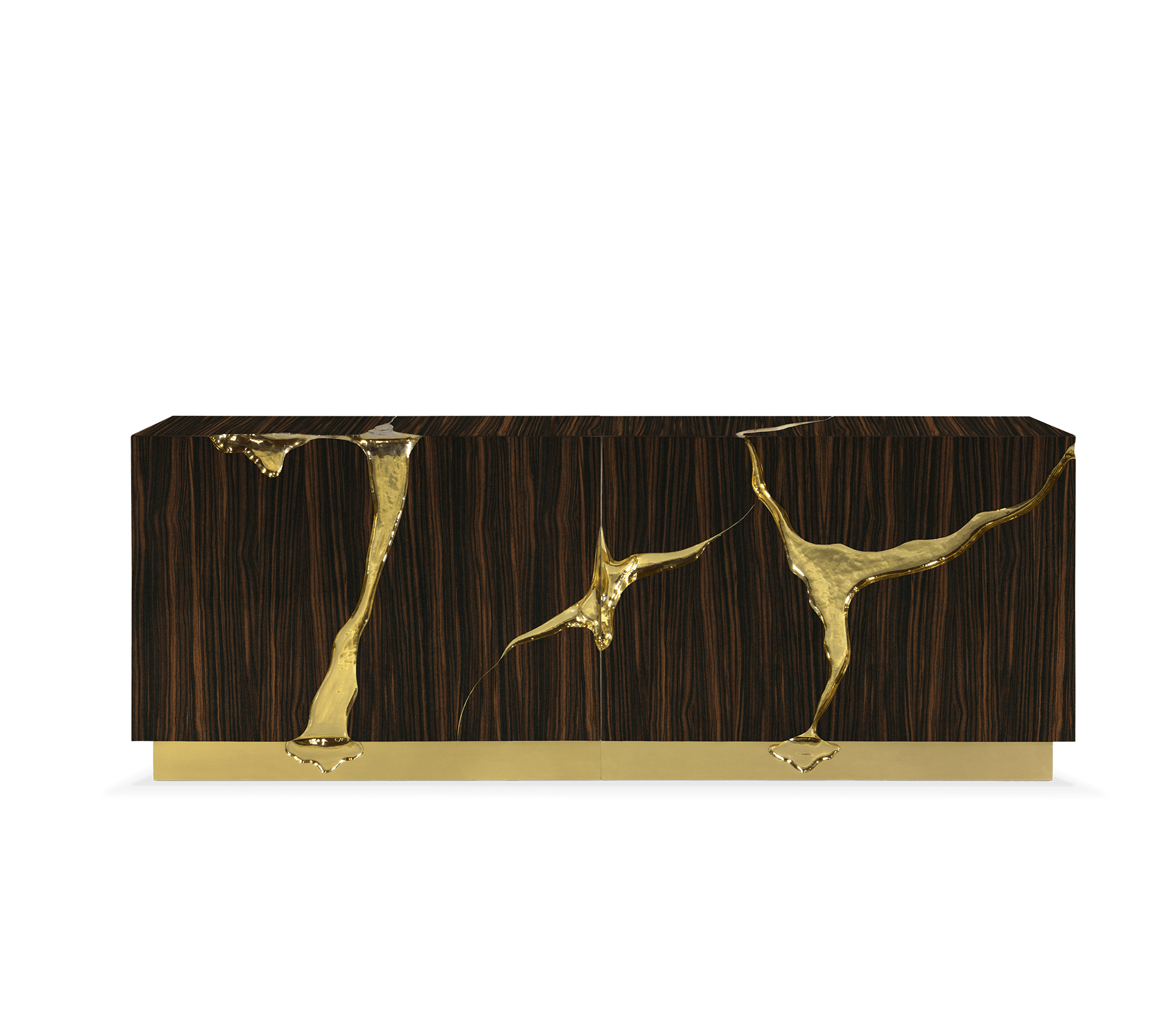 Aparador opulento castanho e dourado