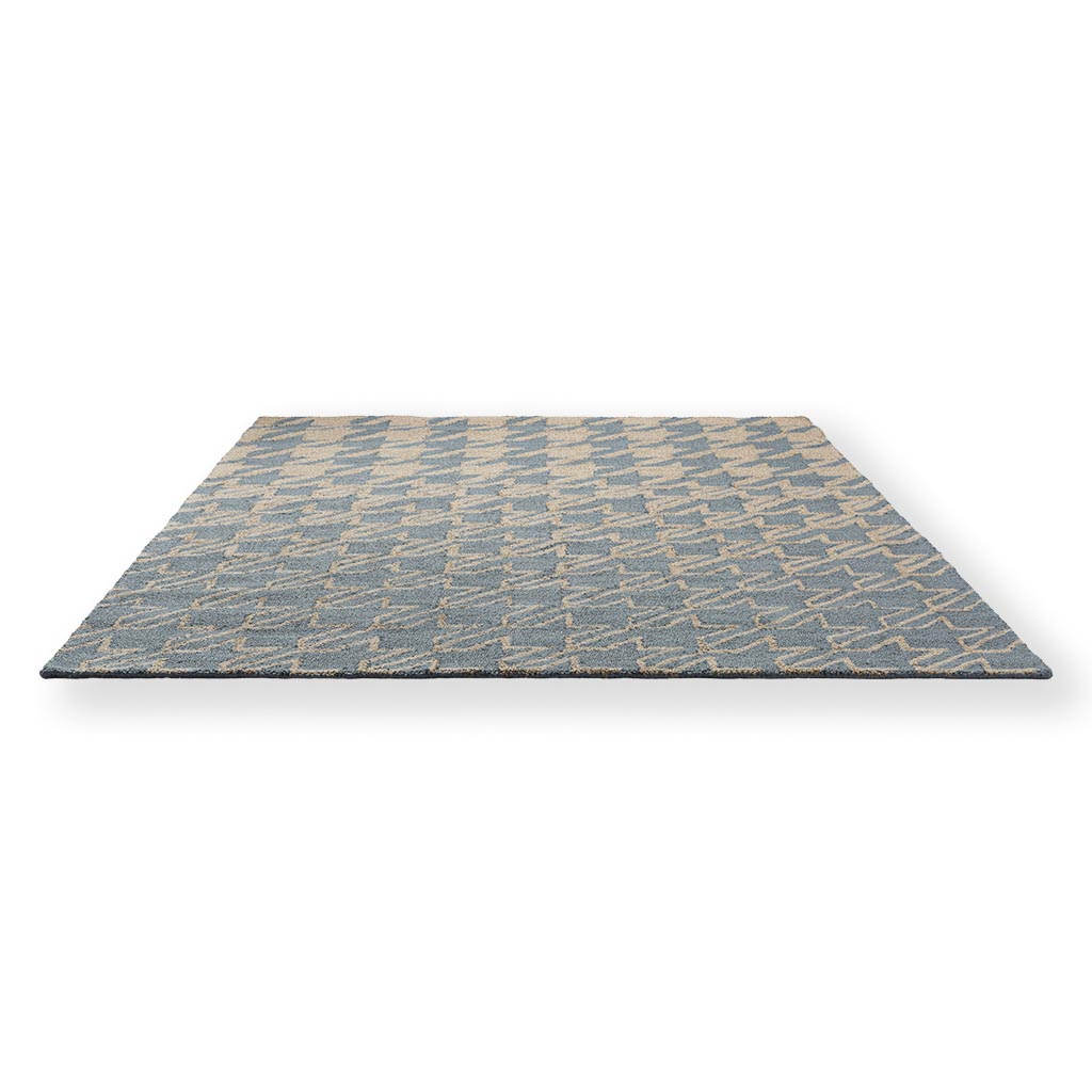 Tapete Exterior Houndstooth Azul Lavado | Tamanho: 250 × 350 cm