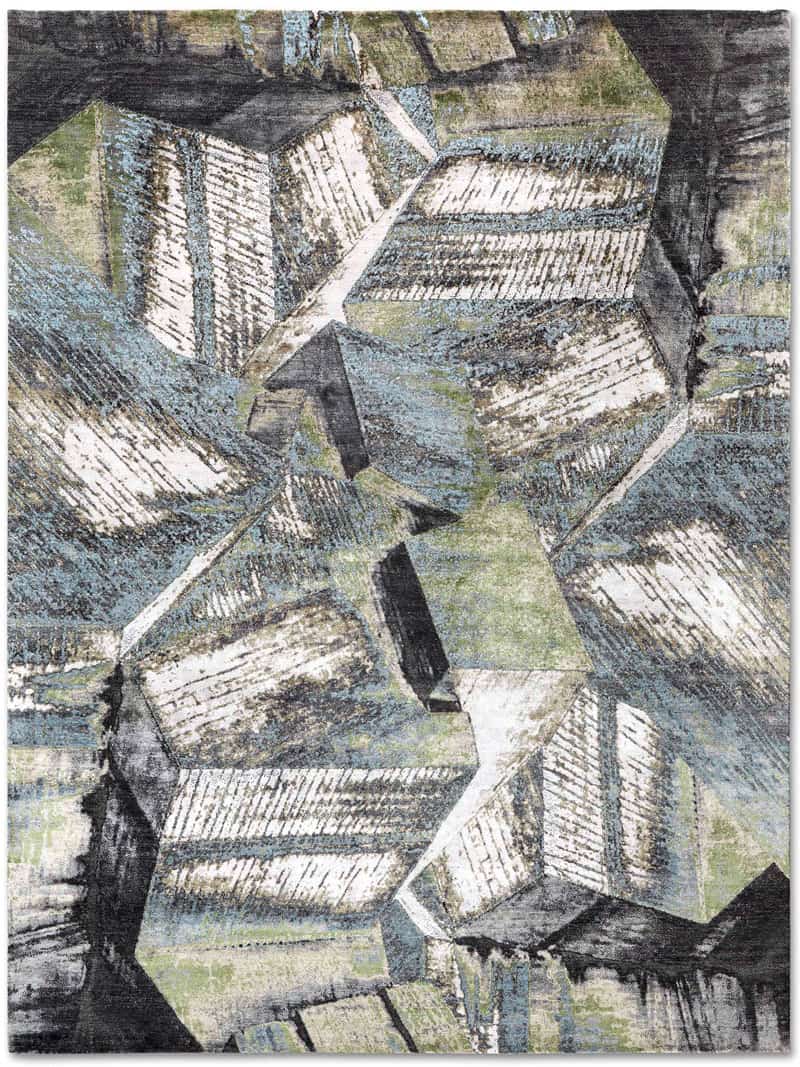 Tapete Brutalism Verde Feito à Mão | Tamanho: 305 × 427 cm