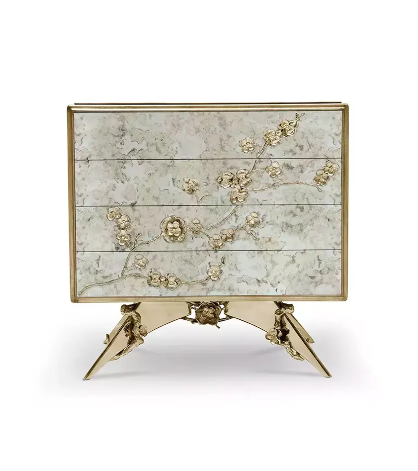 Mesa de Cabeceira Mirage Espelho Envelhecido