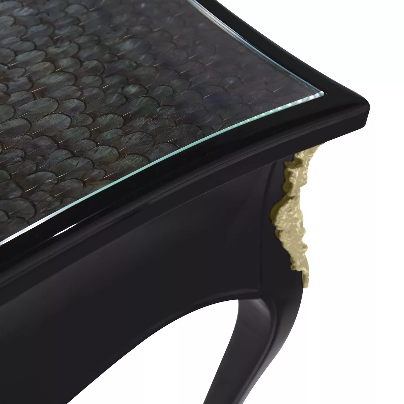 Secretária Ormolu com Tampo Pluma Pavão Exótica