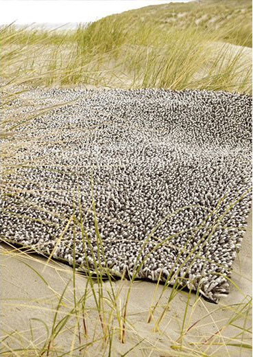 Tapete Shag Lã Feltrada Preto e Branco Gravel | Tamanho: 250 × 350 cm