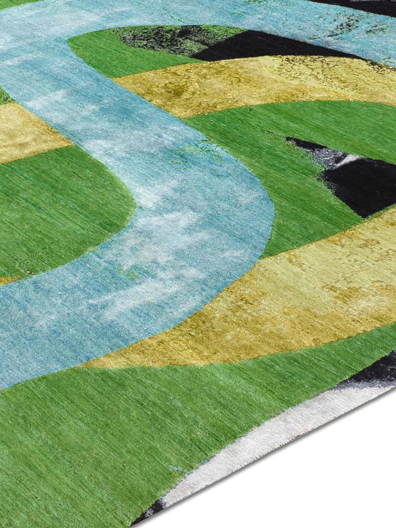 Tapete Original Verde / Amarelo Tecido à Mão