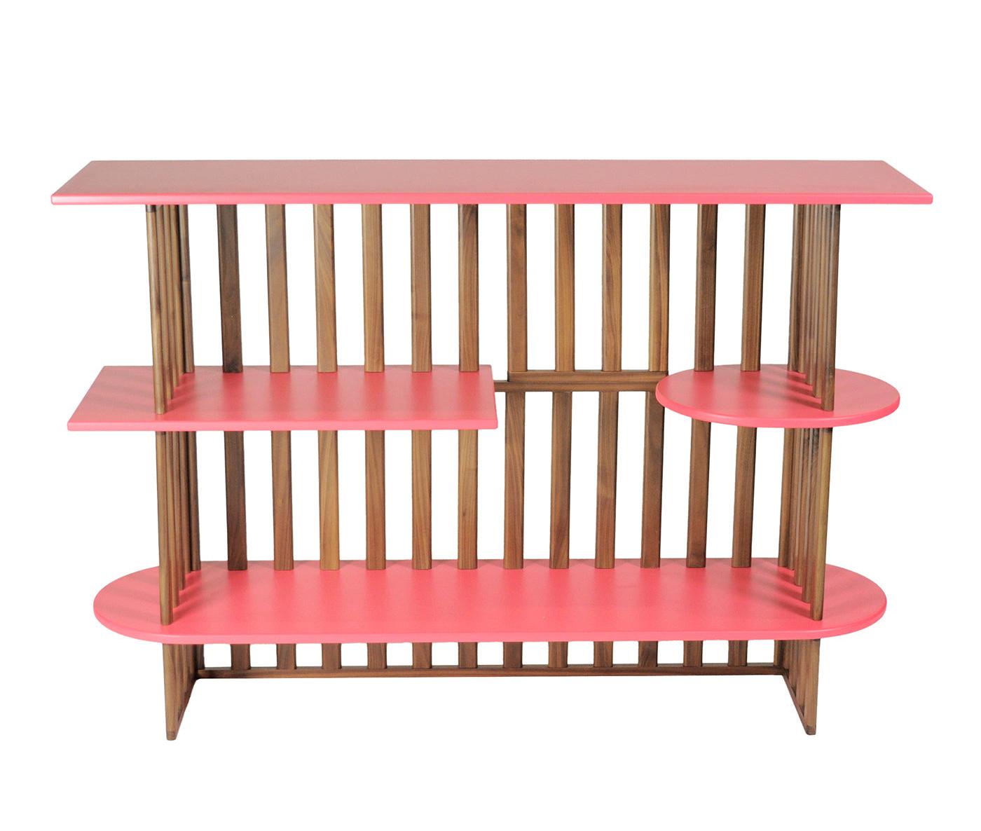 Estante Rosa de Três Níveis